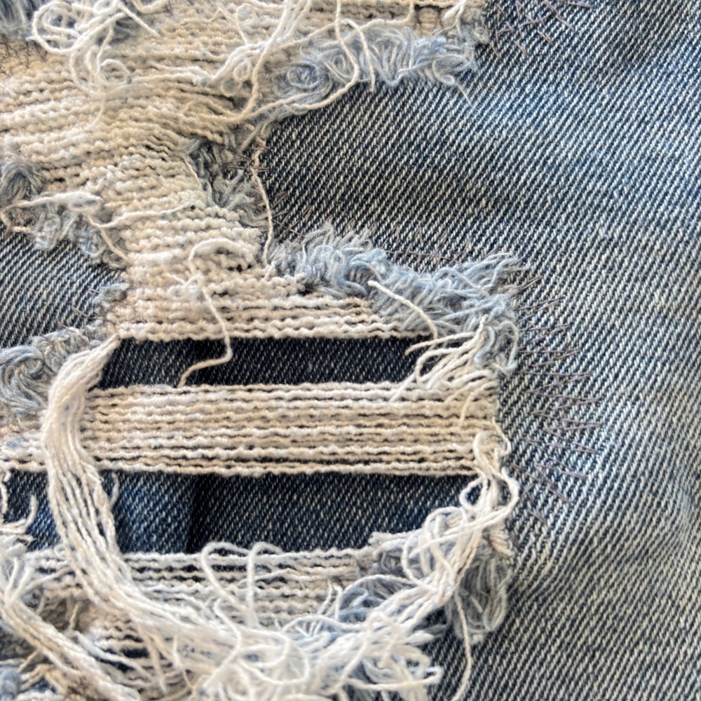 Lane Bryant Distressed Stretch Denim Jean Shorts Women Plus Size 24 Bermuda Boho - Picture 10 of 16